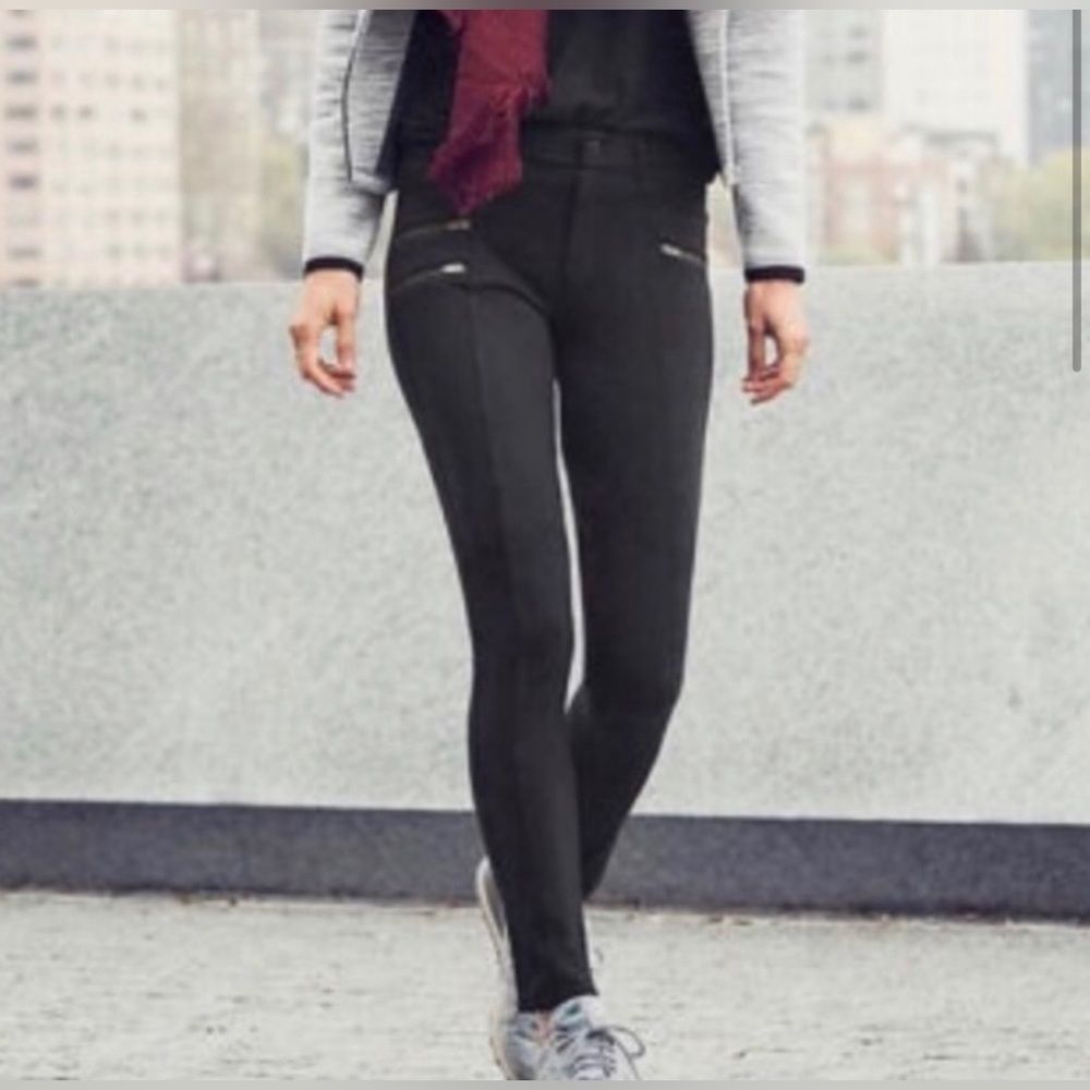 Athleta Black Ponte Moto Skinny Pants 8